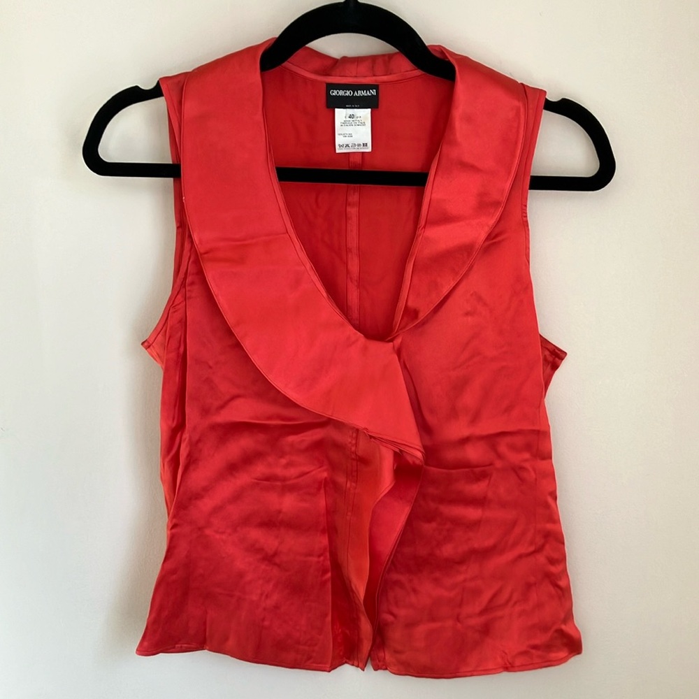 Giorgio Armani Coral Silk Sleeveless Blouse